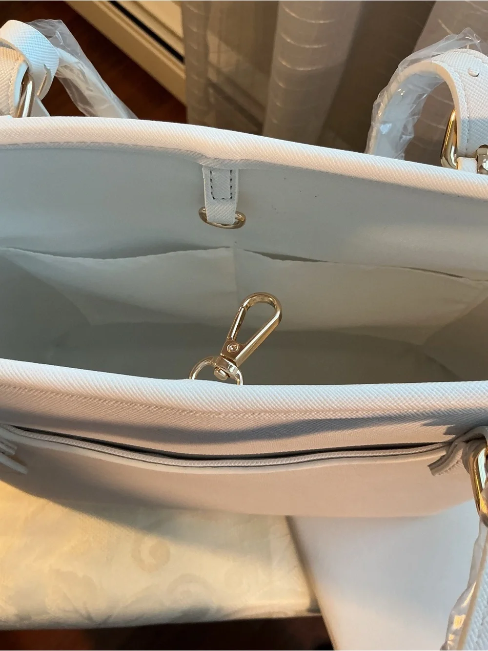 Valentino ORLANDI White Saffiano Gold Tone Tote